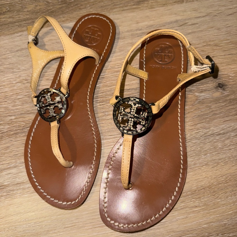 Tory Burch Brown and Tan Sandals